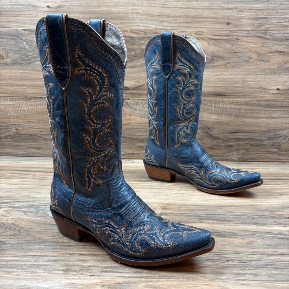 Ariat Hazen Womens 9.5 B Blueberry Blue Snip Toe 13" Western Boots 10050894